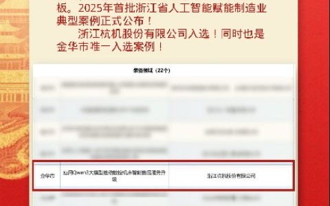 喜報！杭機(jī)股份入選全省人工智能賦能制造業(yè)典型案例！